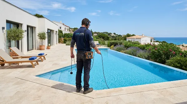 Détection de fuite de piscine à Marseille avec équipement non destructif.