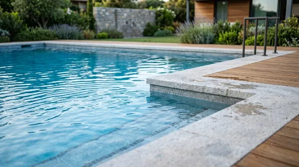 Piscine résidentielle avec une légère ondulation d'eau